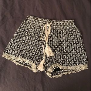 Embroidered Shorts w/ Lace Detail