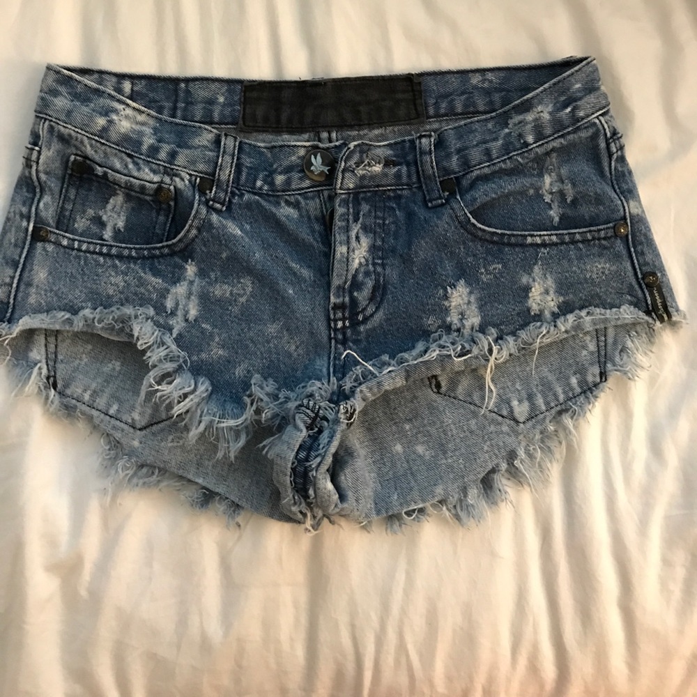 Distressed denim one teaspoon shorts