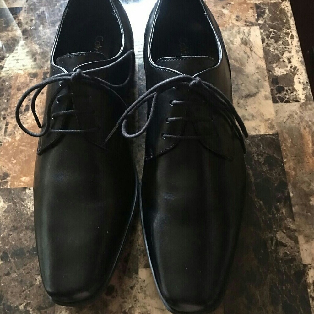 CALVIN KLEIN Brodie Burnished Dress Shoe Black EUC