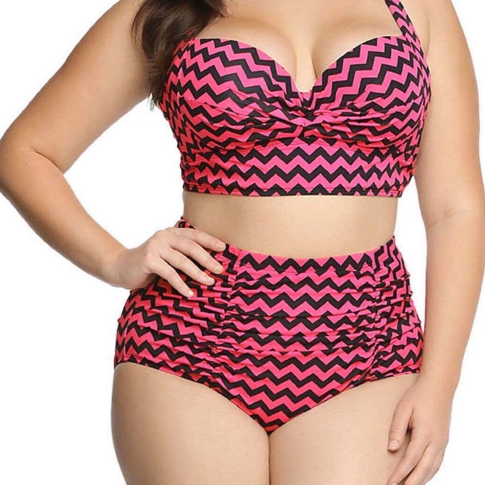 Two Piece Plus Size High Waist Panty Suit