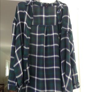 Blue and green plaid flannel top/cardigan