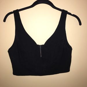 Black Zipper Crop Top