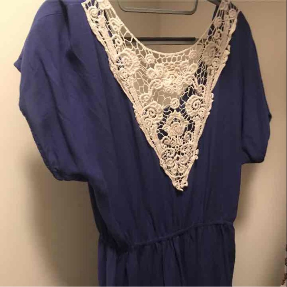 Super cute royal blue dress with thick lace back