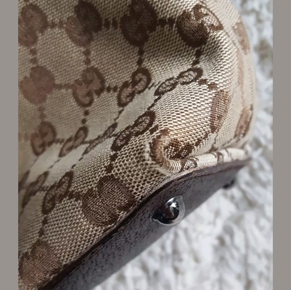 100% AUTHENTIC GUCCI LOGO CANVAS TOTE BAG - Picture 5 of 6