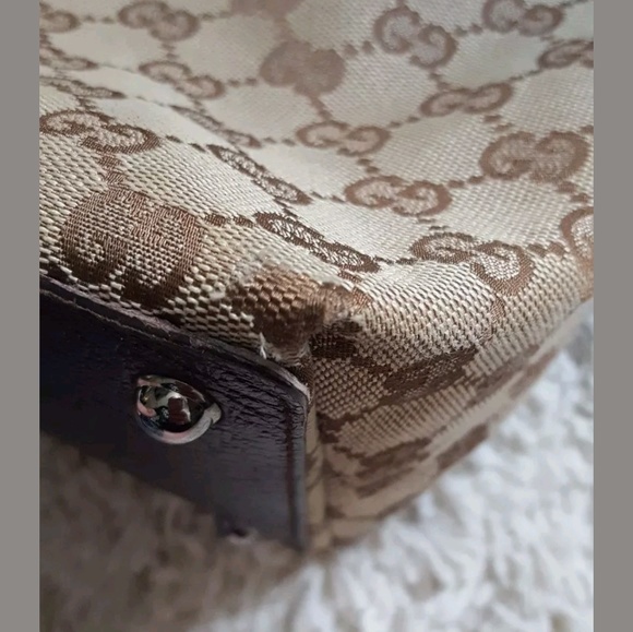 100% AUTHENTIC GUCCI LOGO CANVAS TOTE BAG - Picture 6 of 6