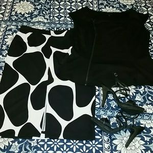 SPOTTED Midi Skirt in BLACK and WHITE SIZE 14