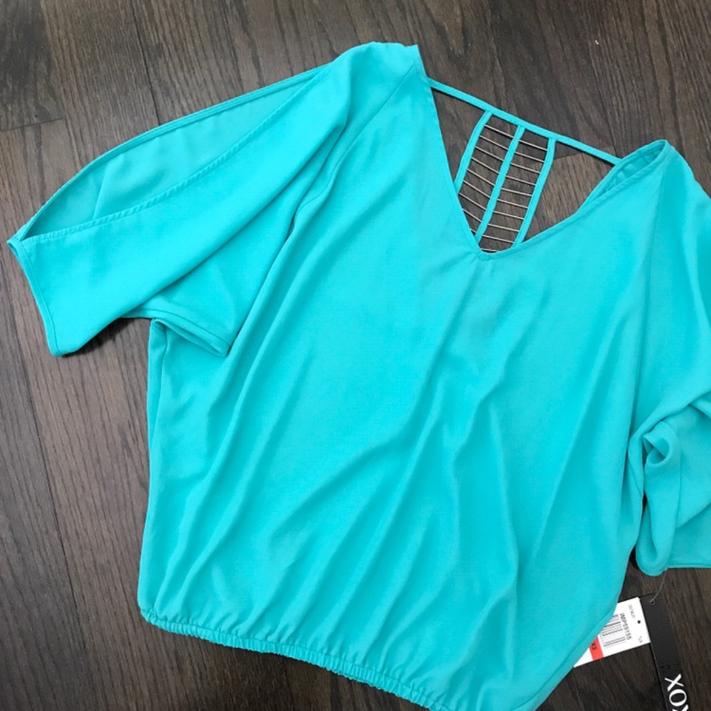 NWT XOXO Turquoise Blue Blouse