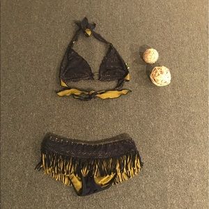 NAVY & GREEN FRINGE BECCA BY REBECCA VIRTUE BIKINI