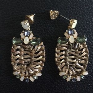 Tory burch basket weave earrings