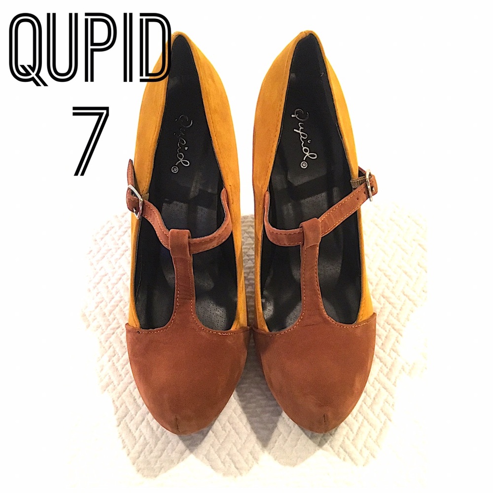 💋QUPID MUSTARD/BROWN PUMPS💋
