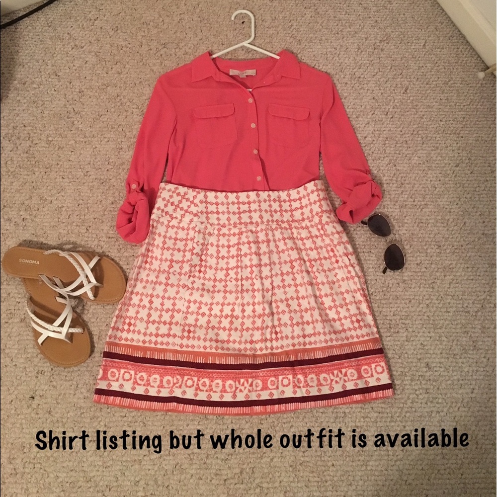 LOFT pink button up shirt Petite Small