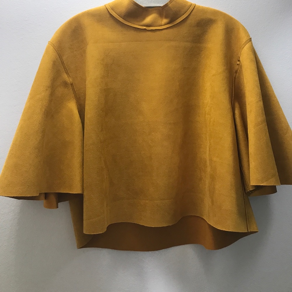 Camel crop shade cape bell sleeve shirt size s