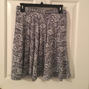 Black and white LOFT circle skirt size small