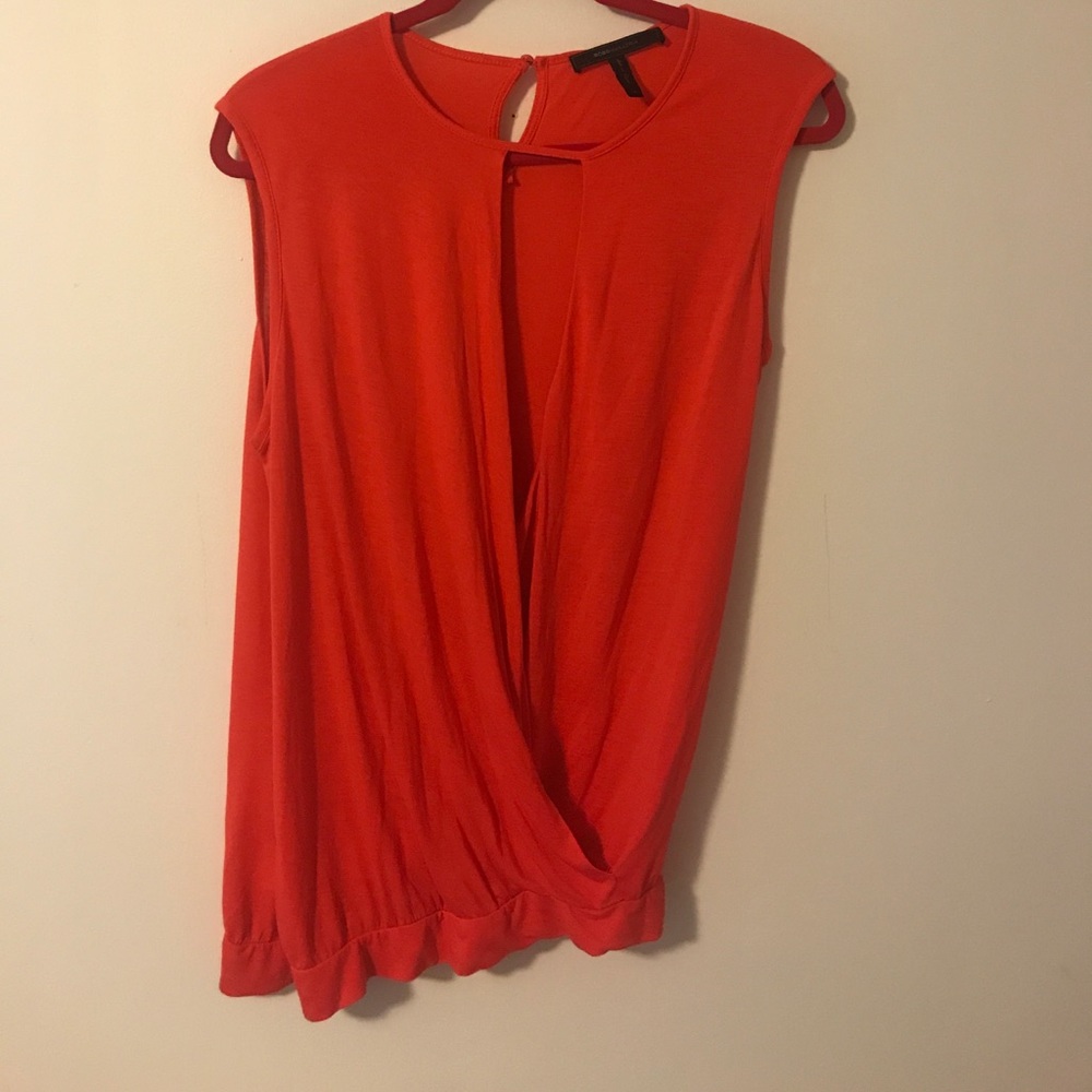 Bcbgmaxazria size s asymmetrical tangerine top