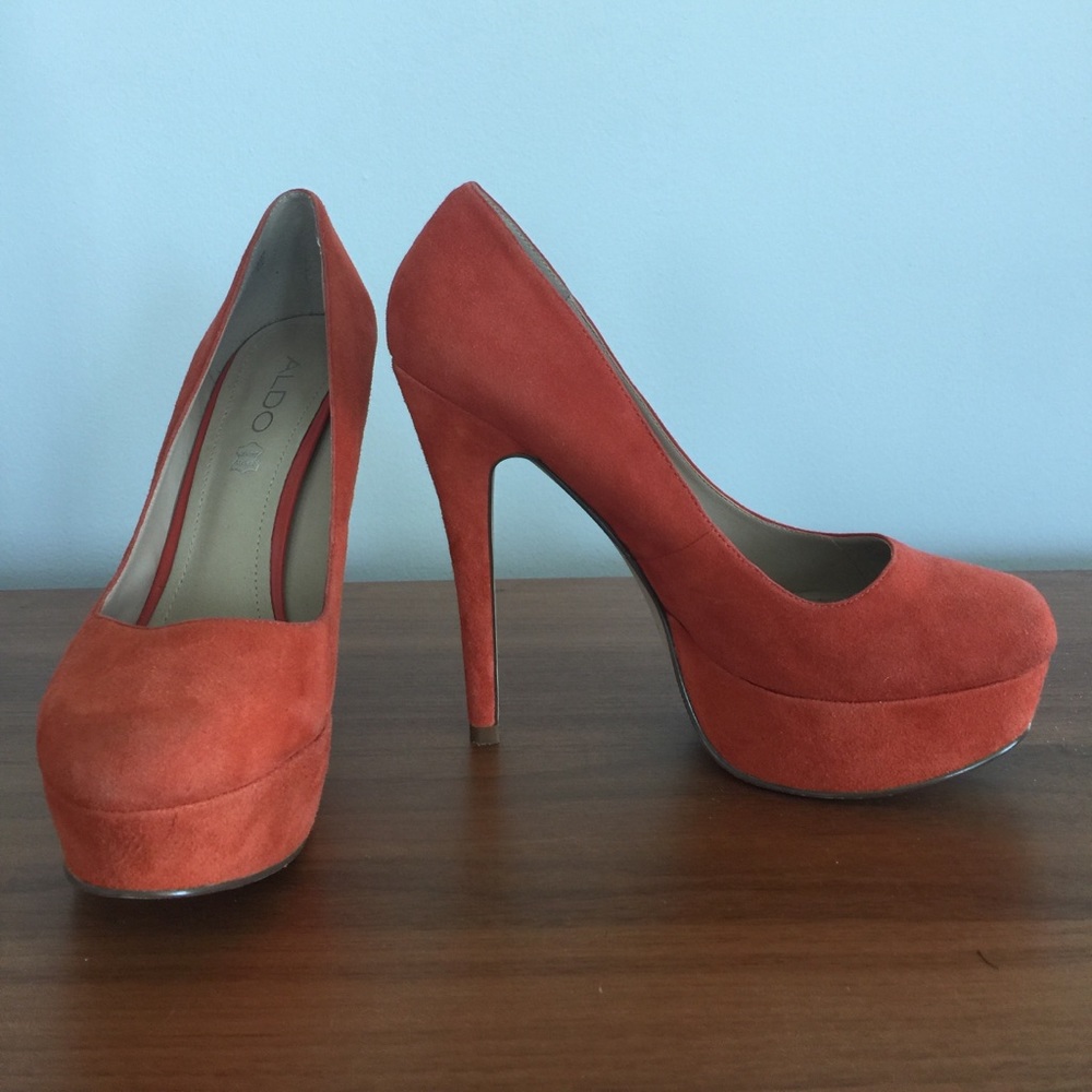 Aldo orange suede heels