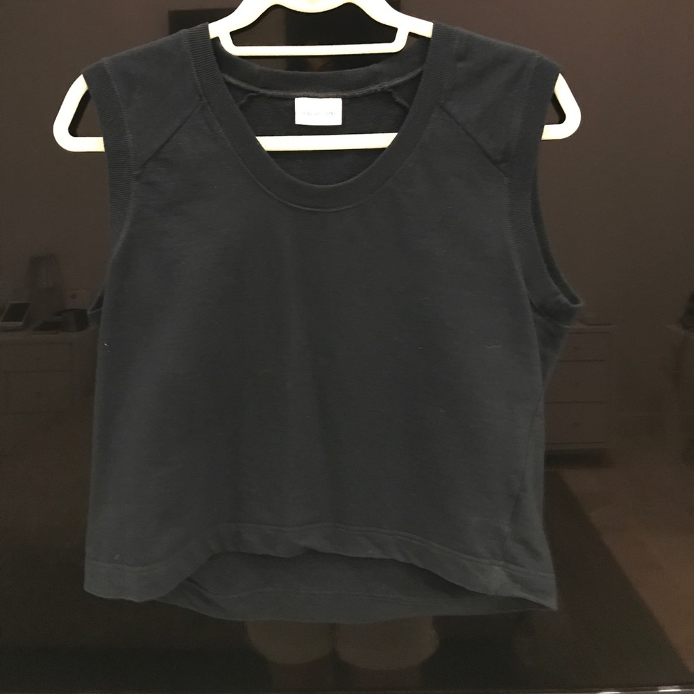 Black Dries Van Noten crop sleeveless sweatshirt