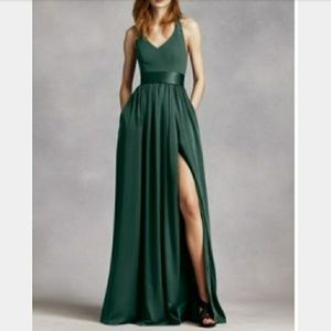 Vera Wang V Neck Halter Gown with sash