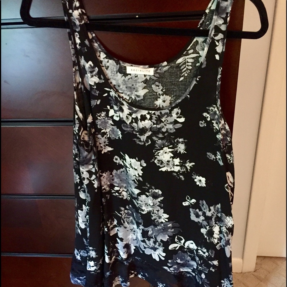 Flower and lace tank