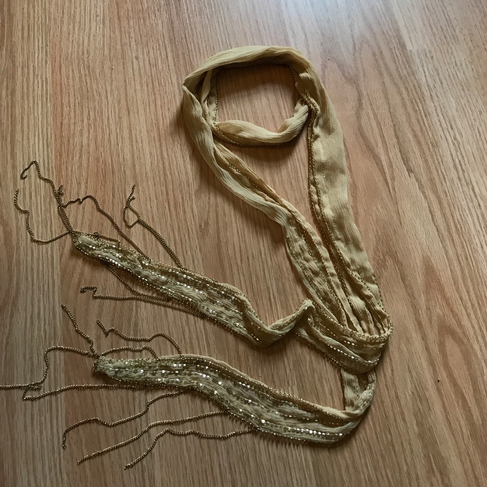 CCO⬇️ Sheer beaded chain fringe scarf necklace