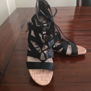 Sam and Libby Black Gladiator Sandals Sz 6 1/2
