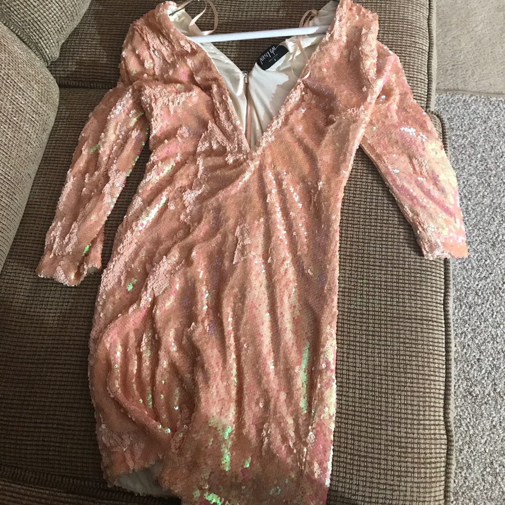 Pink sequins dress from nasty gal.
