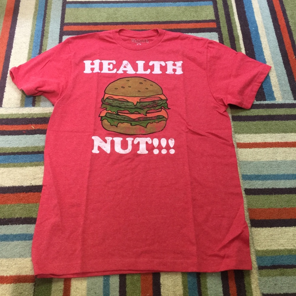 Heathered red "Health Nut" men's t shirt