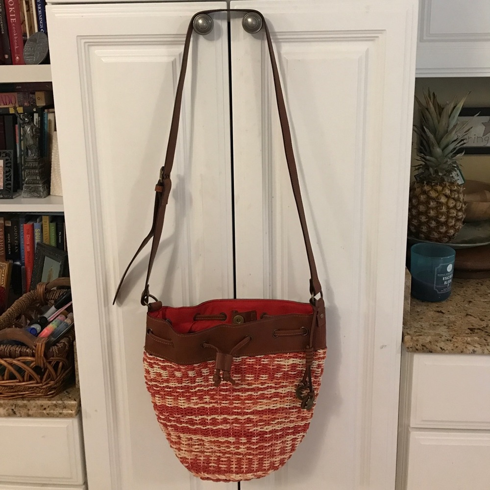 Lucky brand Kenya straw bucket bag