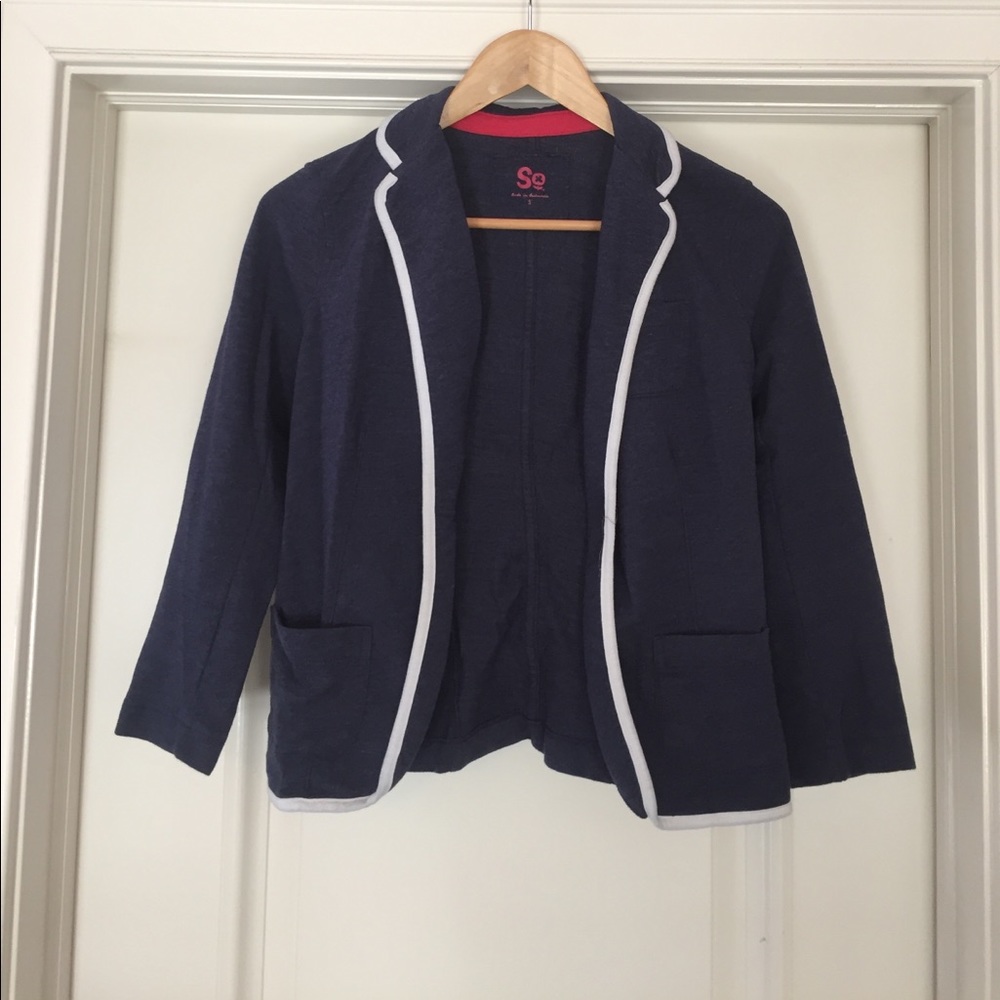 Navy cotton/polyester blazer