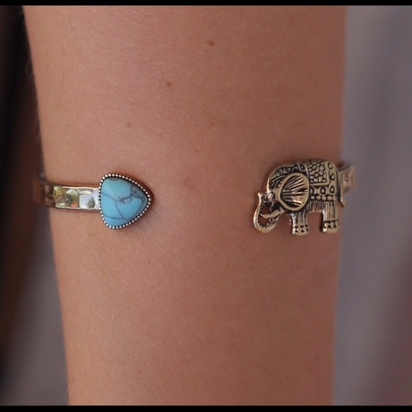 1 LEFT😍NEW Elephant and turquoise stone bracelet - Picture 2 of 2