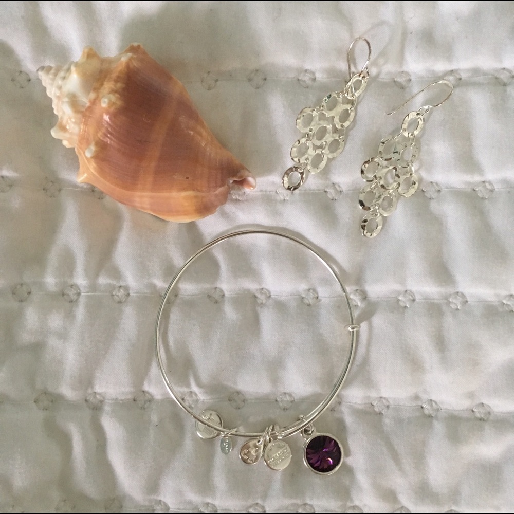 Original ALEX&ANI💜Shiny Silver Birthstone Bangle