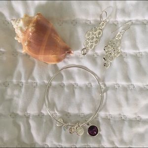 Original ALEX&ANI💜Shiny Silver Birthstone Bangle