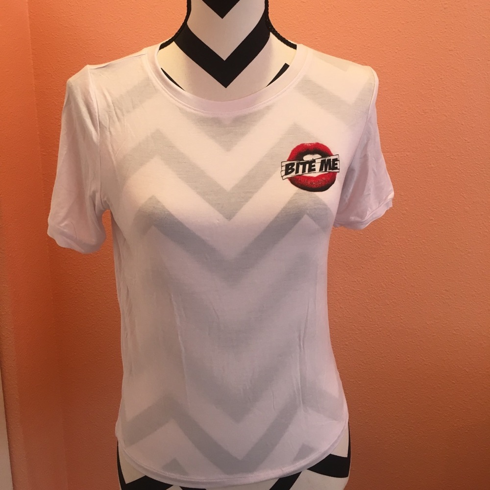 🔥4 for 25 White Bite Me Print T-Shirt - Picture 3 of 6