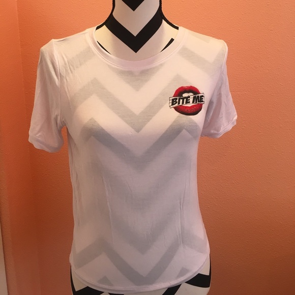 🔥4 for 25 White Bite Me Print T-Shirt - Picture 3 of 6
