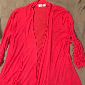 Salmon/pink cardigan, matching dress shirt