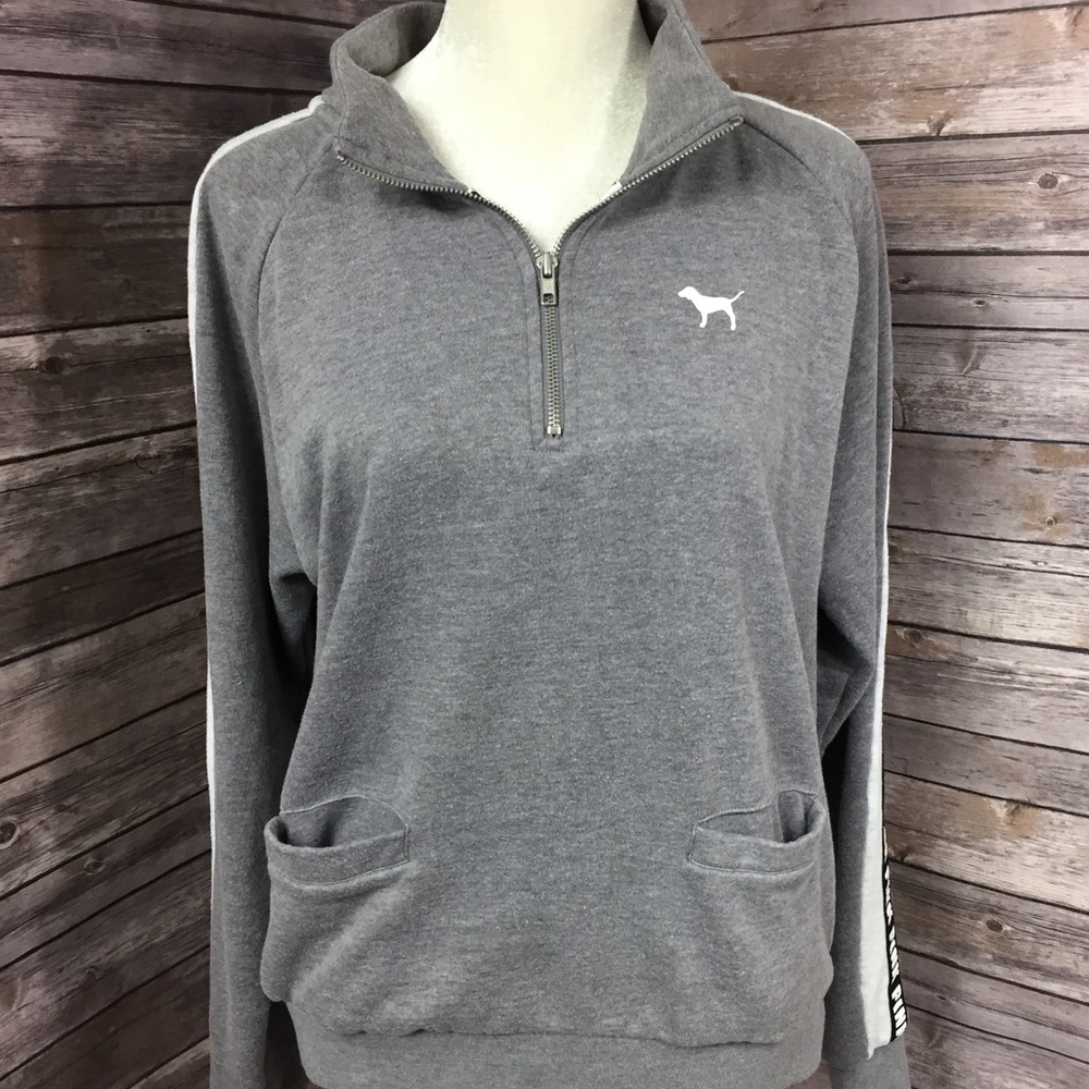 Half zip Gray sweater - VS Pink