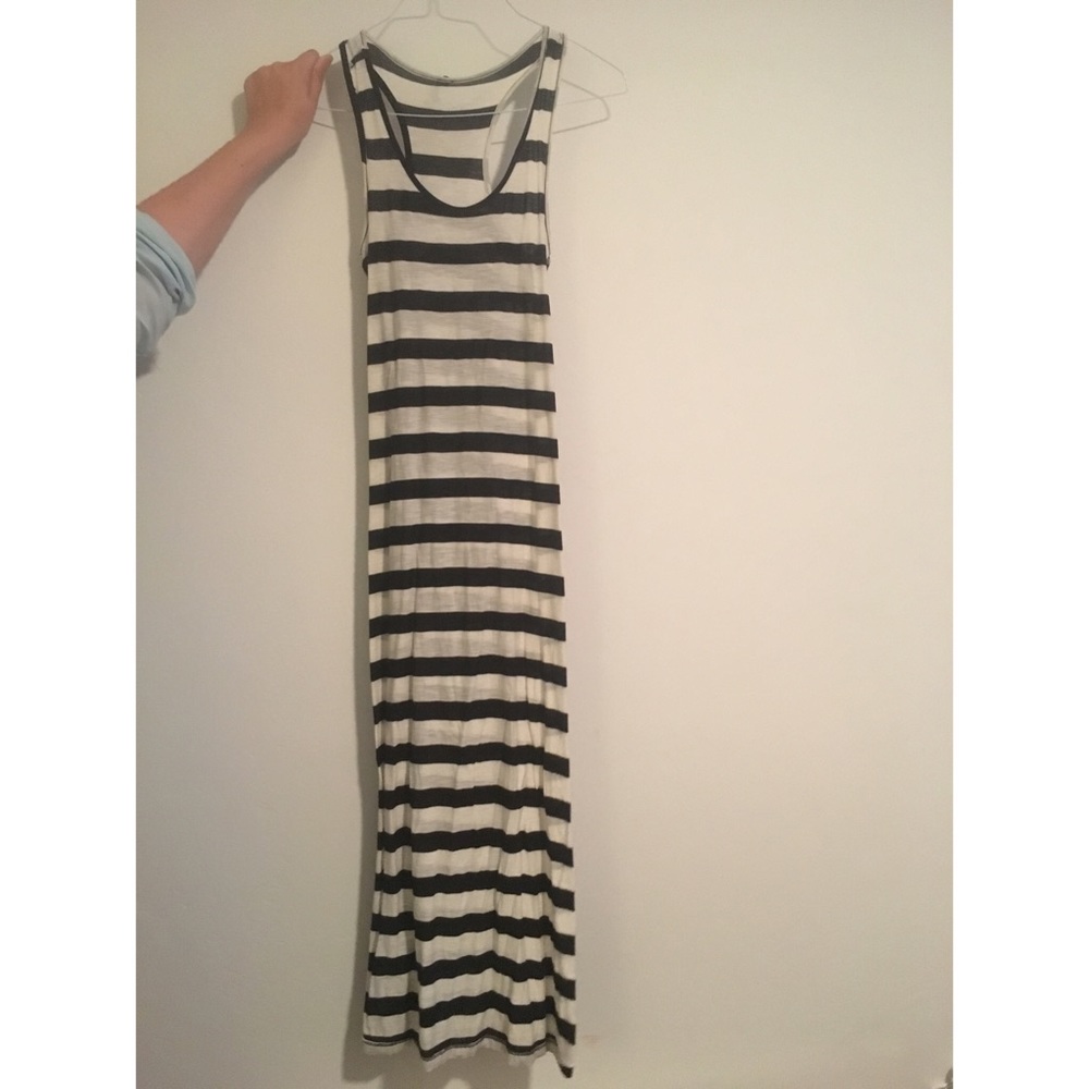 Black and white striped, maxi dress