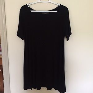 Black short sleeve swing dress