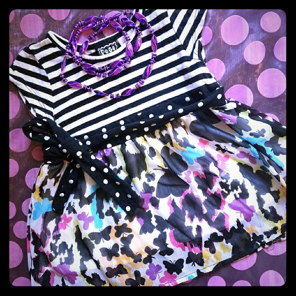 18 Month Striped Abstract Butterfly Dress