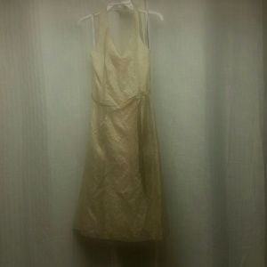 David's Bridal Dress beige/gold damask size 10