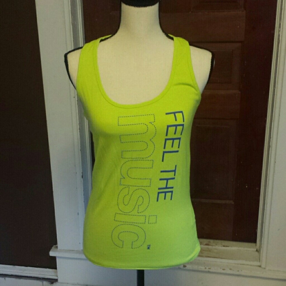 *SOLD* Zumba wear bright green tank large graphic