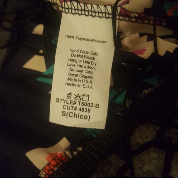 Navy Tank, Aztec Pattern - Picture 3 of 3