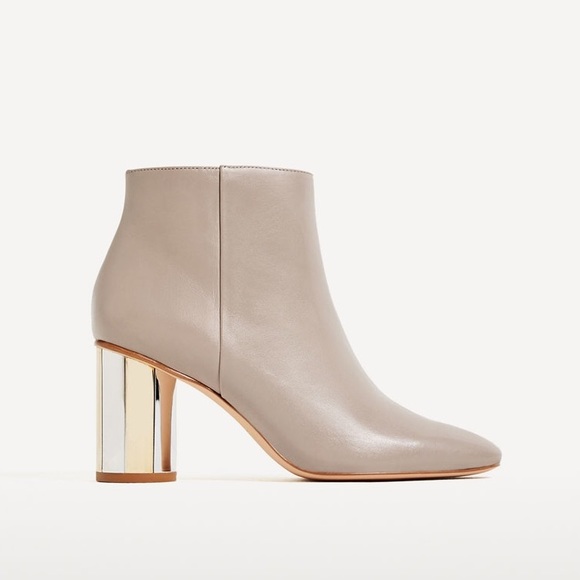 Zara leather ankle boots with metallic heel - Picture 1 of 5