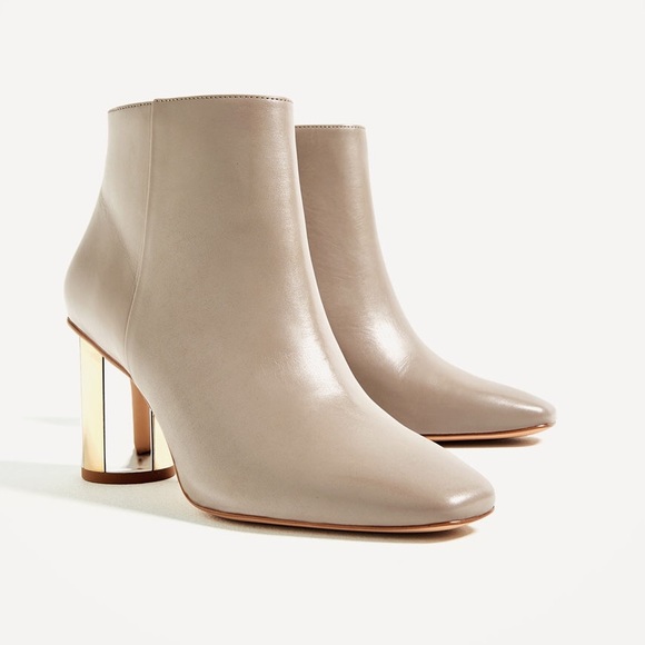 Zara leather ankle boots with metallic heel - Picture 2 of 5