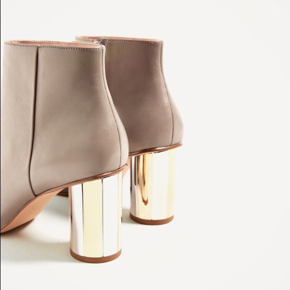Zara leather ankle boots with metallic heel - Picture 3 of 5