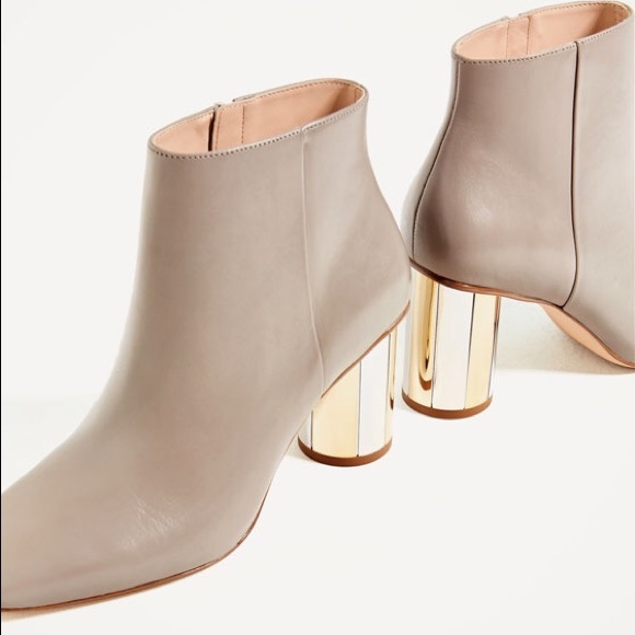 Zara leather ankle boots with metallic heel - Picture 4 of 5