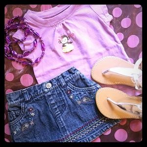 6-9 Month Hula Monkey Top and Denim Skirt/Skort