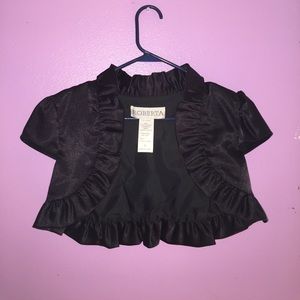 Cropped ruffled short sleeve cardigan, formal