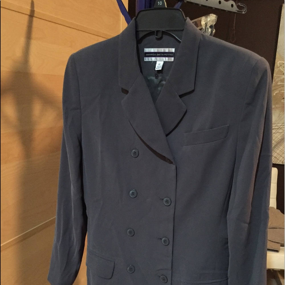 Size 8 petite - 2 piece suit - medium grey color.