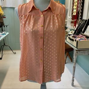 Sheer slit back summer shirt sz large