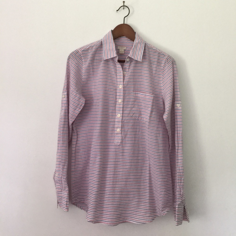 EUC J.Crew striped popover size S